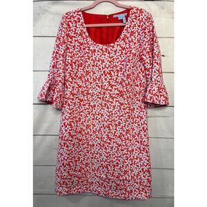 Draper James Size 12 Dress Orange White Blue Floral